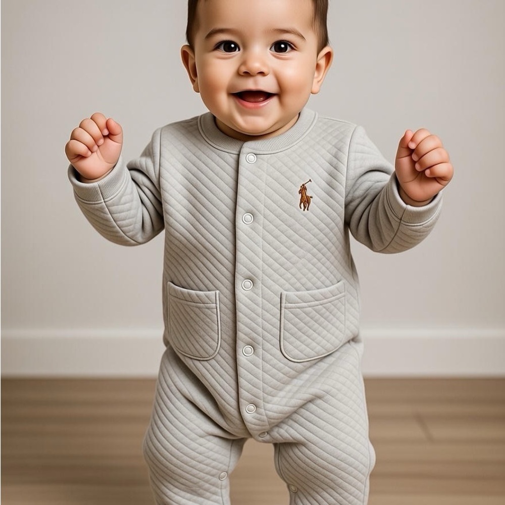 Ralph Lauren Quilted blue Baby Footie